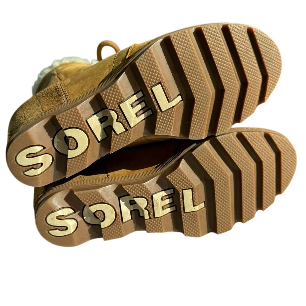 Sorel Joan of Arctic Wedge II Shearling Boots Camel Tan Sz 9